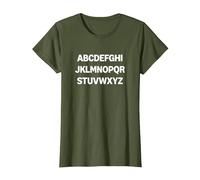 Design Minimalista con Lettere dell'alfabeto Maglietta, Donna, Oliva, L