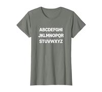 Design Minimalista con Lettere dell'alfabeto Maglietta, Donna, Verde Militare mélange, L