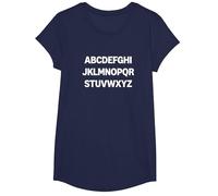 Design Minimalista con Lettere dell'alfabeto Maglietta, Ragazze, Navy, L