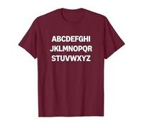 Design Minimalista con Lettere dell'alfabeto Maglietta, Uomo, Bordeaux, L