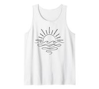 Design Minimalista con Sole e Onde dell'Oceano Canotta