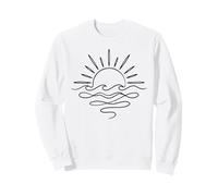 Design Minimalista con Sole e Onde dell'Oceano Felpa