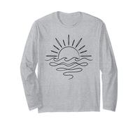 Design Minimalista con Sole e Onde dell'Oceano Maglia a Manica