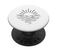 Design minimalista con sole e onde dell'oceano PopSockets PopGrip Adesivo