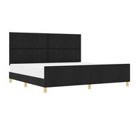 Design minimalista piattaforma integrata Tessuto imbottito nero 200x200 cm | Letto Matrimoniale con Testiera Rivestito in Tessuto Morbido Nero 200x200 cm Platform Senza Rete a Doge