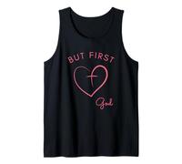 Design Minimalista Rosa But First God Canotta