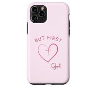 Design minimalista rosa But First God Custodia per iPhone 11 Pro