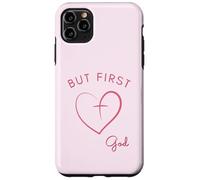 Design minimalista rosa But First God Custodia per iPhone 11 Pro Max