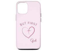 Design minimalista rosa But First God Custodia per iPhone 12/12 Pro