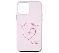 Design minimalista rosa But First God Custodia per iPhone 12 mini