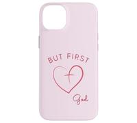 Design minimalista rosa But First God Custodia per iPhone 14 Plus