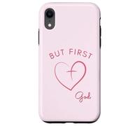Design minimalista rosa But First God Custodia per iPhone XR