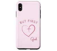 Design minimalista rosa But First God Custodia per iPhone XS Max