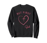 Design Minimalista Rosa But First God Felpa