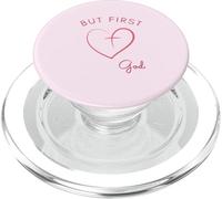 Design minimalista rosa But First God PopSockets PopGrip per MagSafe