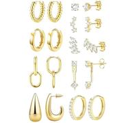 Design Minimalista Set Borchie Naso con Strumenti，Universale per Cartilagine Sopracciglia e Anello Labbra，Unisex per Uomini e Donne.(Gold Set)