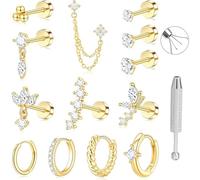 Design Minimalista Set Borchie Naso con Strumenti，Universale per Cartilagine Sopracciglia e Anello Labbra，Unisex per Uomini e Donne.