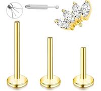 Design Minimalista Set Borchie Naso con Strumenti，Universale per Cartilagine Sopracciglia e Anello Labbra，Unisex per Uomini e Donne.(Gold Set)