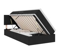 Design moderno con contenitore e testiera imbottita singolo 90x190 cm Nero | Letto con contenitore e materasso con testiera Nero 90x190 cm, telaio contenitore moderno con meccanismo di sollevamento,