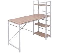 Design moderno, con libreria, con 4 ripiani in rovere, scrivania, scrivania per computer, tavolo da lavoro