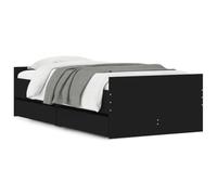 Design moderno legno ingegnerizzato con cassetti contenitore Nero 90x190 cm | Giroletto con Cassetti Nero 90x190 cm Letto Contenitore con Contenimento per Camera da Struttura Letto Moderna con 2 Cassetti