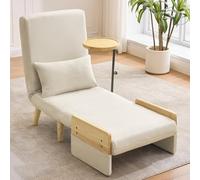 Design moderno: poltrona conversione 3 in 1 con funzione di sonno, con vassoio in legno, sedia pieghevole imbottita, seduta imbottita, poltrona lounge, letto singolo, adatta per soggiorno, camera da