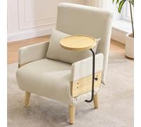 Design moderno: poltrona conversione 3 in 1 con funzione di sonno, con vassoio in legno, sedia pieghevole imbottita, seduta imbottita, poltrona lounge, letto singolo, adatta per soggiorno, camera da