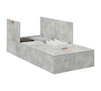 Design Moderno Stoccaggio Nascosto Letto Singolo 90x200 Grigio Cemento