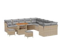 Design modulare resistente ai raggi UV per terrazza 13 pezzi Beige | Set Divano da Giardino 13 Pezzi Beige Polyrattan Modulare con Cuscini UV Outdoor Terrazza