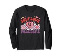 Design Motivazionale a Forma di Cuore Self Love Matters Maglia a Manica
