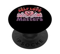 Design motivazionale a forma di cuore "Self Love Matters" PopSockets PopGrip Adesivo