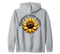 Design Motivazionale con Girasole Brighten Your World Felpa con Cappuccio