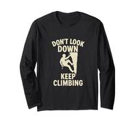 Design Motivazionale con Scritta Don't Look Down Keep Climbing Maglia a Manica