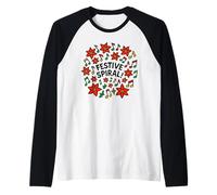 Design Natalizio a Spirale con Note Musicali e Stella di Natale Maglia con Maniche Raglan