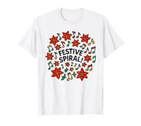 Design Natalizio a Spirale con Note Musicali e Stella di Natale Maglietta