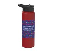 Design natalizio per la parità dei diritti LGBTQ Pride Stainless Steel Insulated Water Bottle