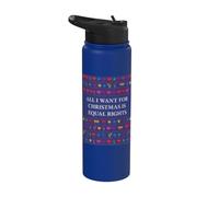 Design natalizio per la parità dei diritti LGBTQ Pride Stainless Steel Insulated Water Bottle