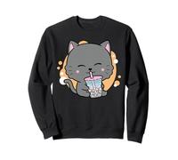 Design Neko Kawaii con Gatto Boba Anime Bubble Tea Felpa