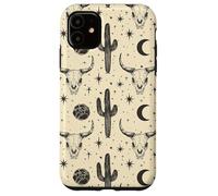 Design occidentale boho, teschio di mucca, cactus, luna, stelle Custodia per iPhone 11