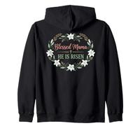 Design Pasquale Cristiana con Scritta Blessed Mama He Is Risen Felpa con Cappuccio