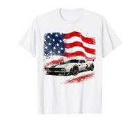 Design Patriotic Muscle Car USA Flag Racing Supercar Maglietta