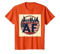 Design Patriottico Americano AF Bandiera USA Skyline Maglietta, Bambini, Arancio, 3 Anni