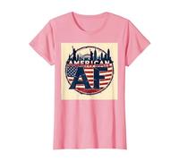 Design Patriottico Americano AF Bandiera USA Skyline Maglietta, Donna, Rosa, L