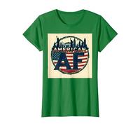 Design Patriottico Americano AF Bandiera USA Skyline Maglietta, Donna, Verde Mela, XS
