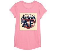 Design Patriottico Americano AF Bandiera USA Skyline Maglietta, Ragazze, Rosa, S