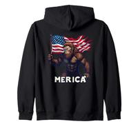 Design patriottico Bigfoot divertente USA Sasquatch con bandiera Felpa con Cappuccio