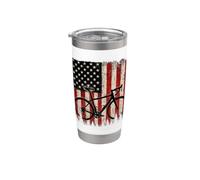 Design patriottico per ciclisti su strada con bandiera americana Bicchiere termico in acciaio inox doppia parete
