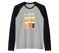 Design per Amanti della Birra Artigianale I Love Beer Maglia con Maniche Raglan
