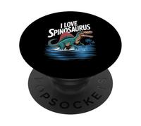 Design per appassionati di dinosauri I Love Spinosaurus PopSockets PopGrip Adesivo