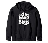 Design per Appassionati di Insetti I Love Bugs Felpa con Cappuccio